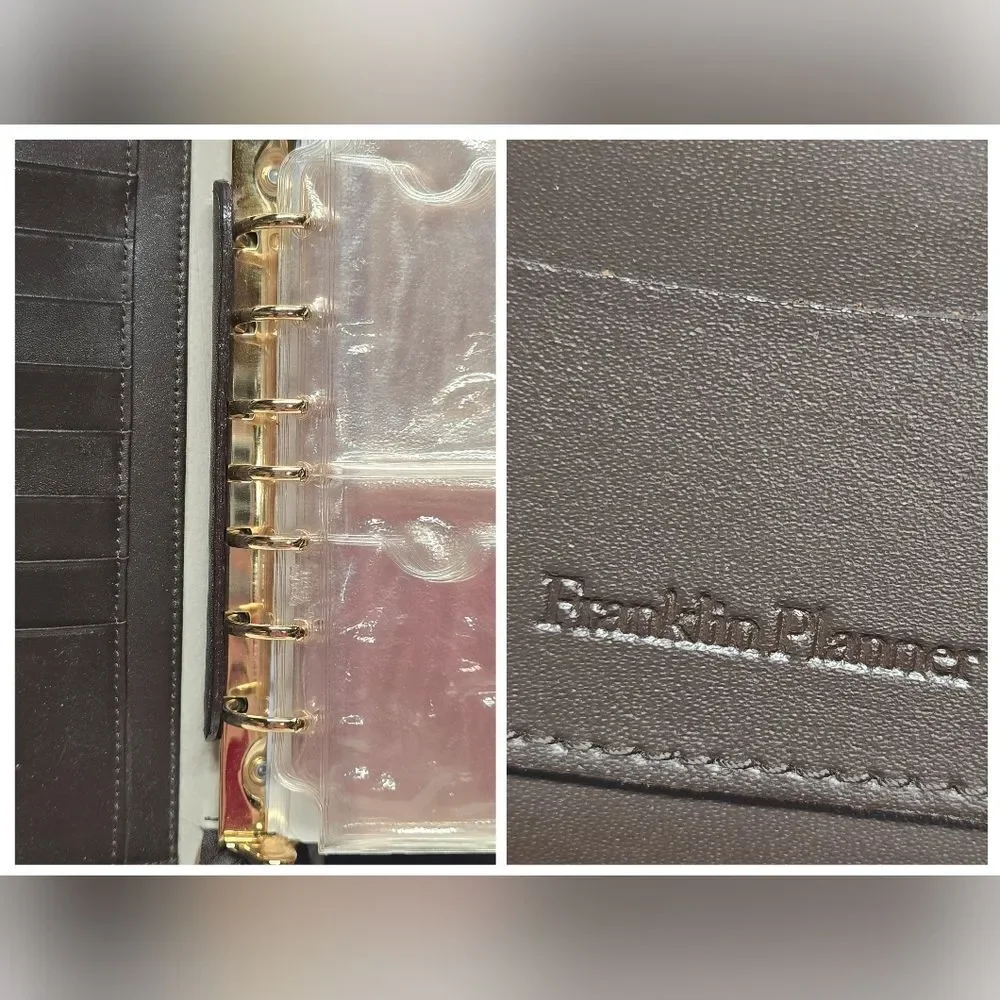 Franklin Covey Brown Genuine Leather Planner 7 Ring Binder